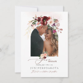 Reserve A Data PixDezines Aquarela Vermelho Marsala Outono Amor