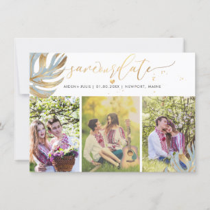 Reserve A Data PixDezines Azul Monstera Faux Metálico