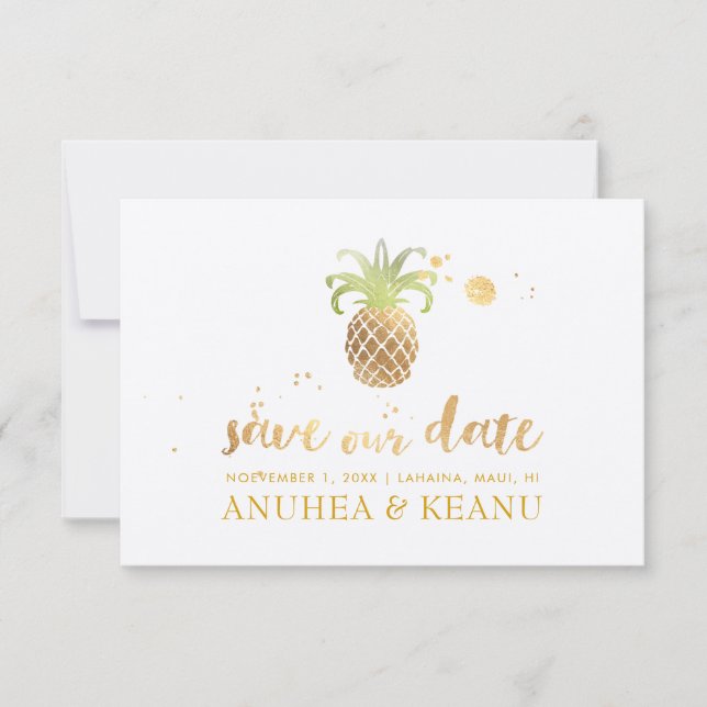 Reserve A Data PixDezines Faux Dourado Pineapple|Brushscript Font (Frente)
