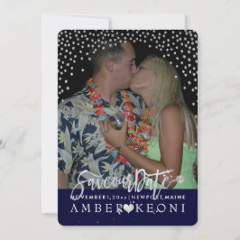 Reserve A Data PixDezines Faux Silver Confetti/Heart/Save Date