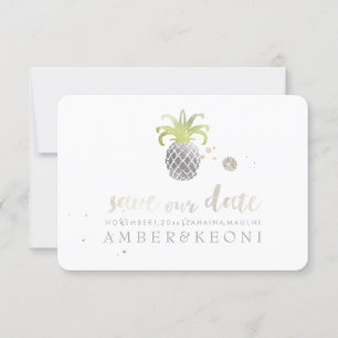 Reserve A Data PixDezines Faux Silver Pineapple/salve nossa data