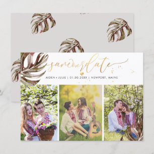 Reserve A Data PixDezines folhas de Monstera Burgundy Dourado Fal