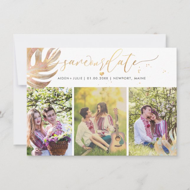 Reserve A Data PixDezines Monstera Faux Metallic|Salvar Data (Frente)