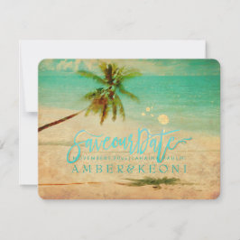 Reserve A Data PixDezines Praia Vintage/Árvore Palmeira/Salve a D