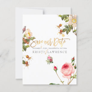 Reserve A Data PixDezines rosas vintage/salve nossa data