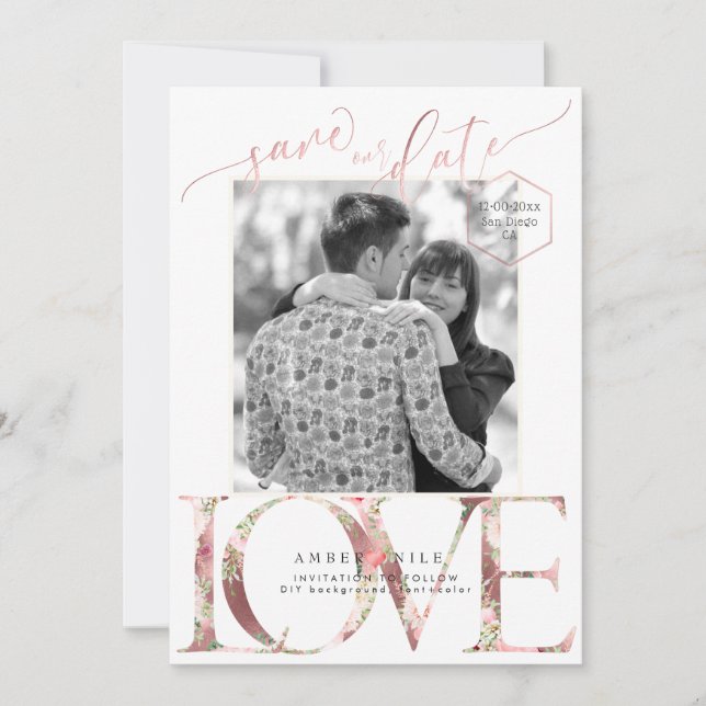 Reserve A Data PixDezines Salvar Data/Amor Botânica (Frente)