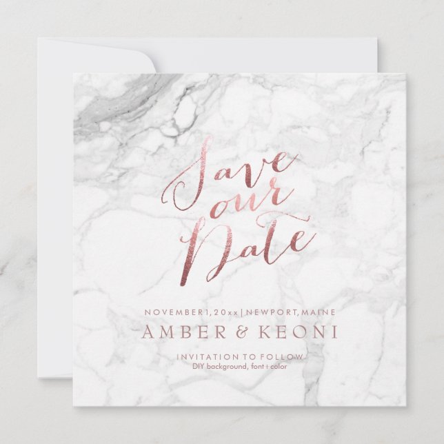 Reserve A Data PixDezines Salve a Data Falso Rosa Dourado+Mármore (Frente)