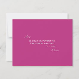 Reserve A Data Placa de Proposta Branca e Magenta Bridesmaid