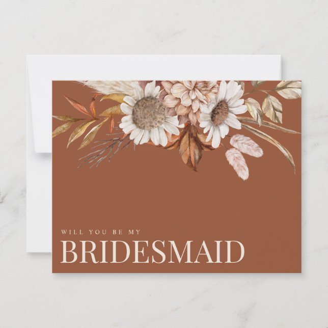 Reserve A Data Placa de Proposta Floral Terracotta Bridesmaid (Frente)