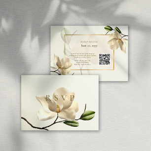 Reserve A Data Placa RSVP de Casamento de Código QR da Magnolia B