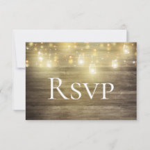Placa RSVP de Mason Jar e Lights Rustic Wood
