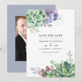 Reserve A Data Plantas Suculentas de Cacto em Aquarela Foto de Ca