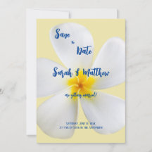 Plumeria Branca em Amarelo, Casamento Tropical, Fl