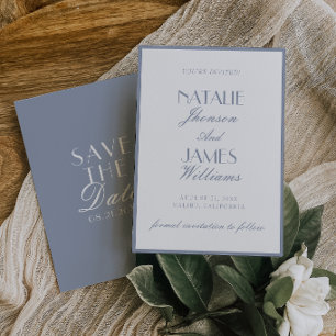 Reserve A Data Poeira Azul Retro Dinheiro Antigo Casamento Clássi