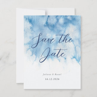 Reserve A Data Poeira de Aquarela Azul Casamento de Inverno Salve