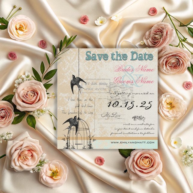 Reserve A Data Pombal de Damasco Casamento Save the Date Rosa Ver (Criador carregado)