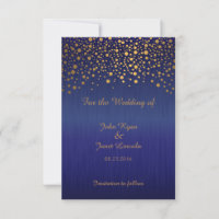 Pontos de Confetti Dourados na moda | Azul-safira