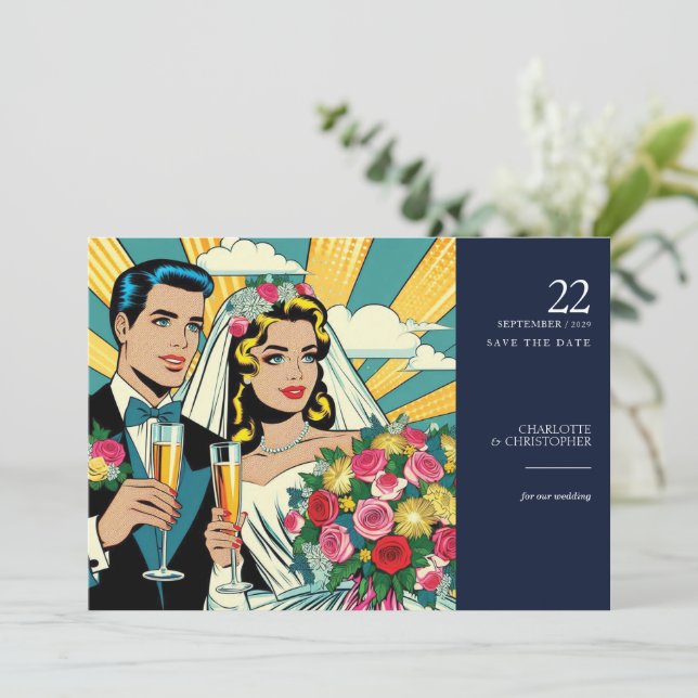 Reserve A Data Pop Art Bride & Groom (Em pé/Frente)