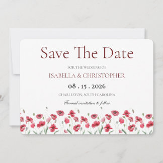 Reserve A Data Poppies e Lavanda em Aquarela Floral Casamento Sav