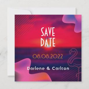 Reserve A Data Pôr do Sol Roxo Vibrante Foto Personalizada