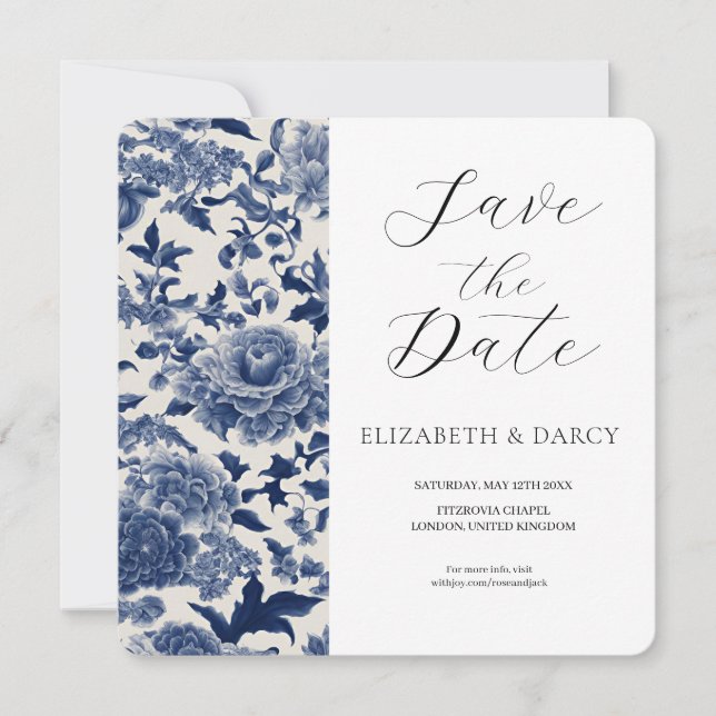 Reserve A Data Porcelain Elegance: Casamento Floral Azul (Frente)