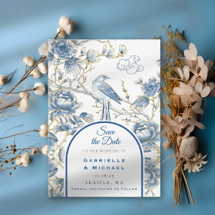 Reserve A Data Porcelana de Chinoiserie Branca Azul de Delft Páss