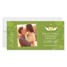 Posh Green Irish Wedding Photo Save the Date Card