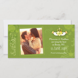 Reserve A Data Posh Green Irish Wedding Photo Save the Date Card
