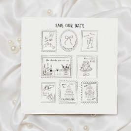 Reserve A Data Postage Stamp Hand Drawn Save The Date Card