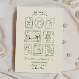 Reserve A Data Postage Stamp Hand Drawn Save The Date Card