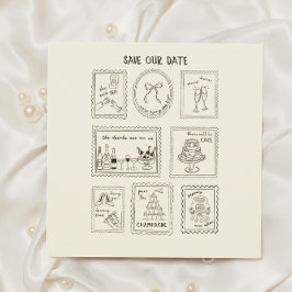 Reserve A Data Postage Stamp Hand Drawn Save The Date Card
