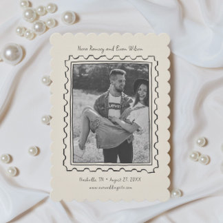 Reserve A Data Postage Stamp Hand Drawn Save The Date Card