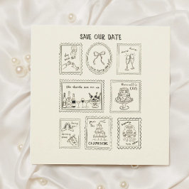 Reserve A Data Postage Stamp Hand Drawn Save The Date Card