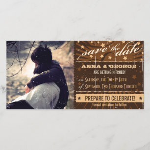 Reserve A Data Poster Rustic: Cream & Brown Custom Save Date