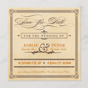 Reserve A Data Poster vintage Laranja e Castanho Salvar a Data