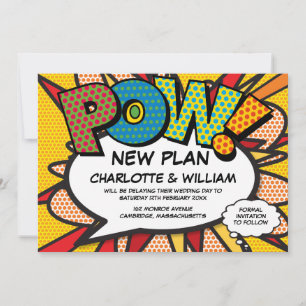 Reserve A Data POW Mudança de Data Adiada Quadrinhos Pop Art