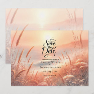 Reserve A Data Praia Golden Sunset Meadow Casamento Save the Date