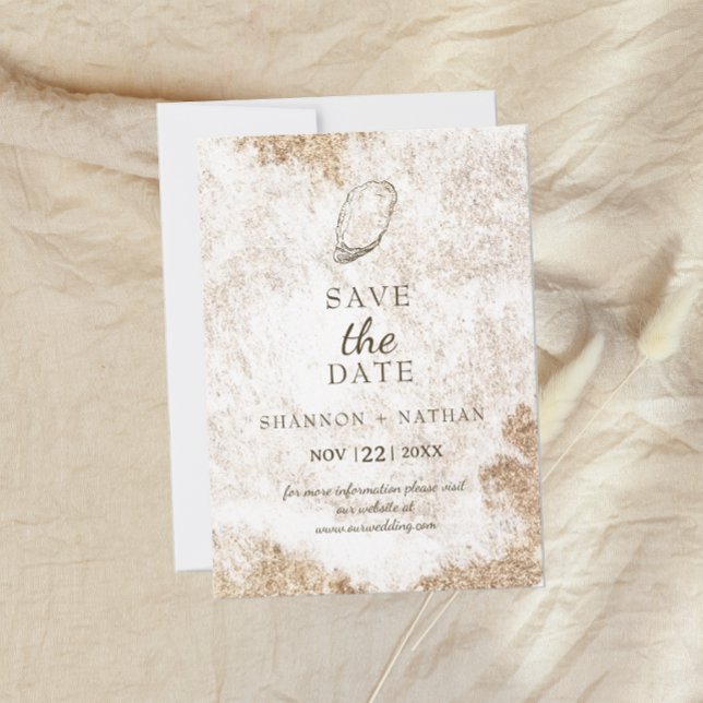 Reserve A Data Praia Mínima Moderna de Ostra de Aquarelas (Criador carregado)