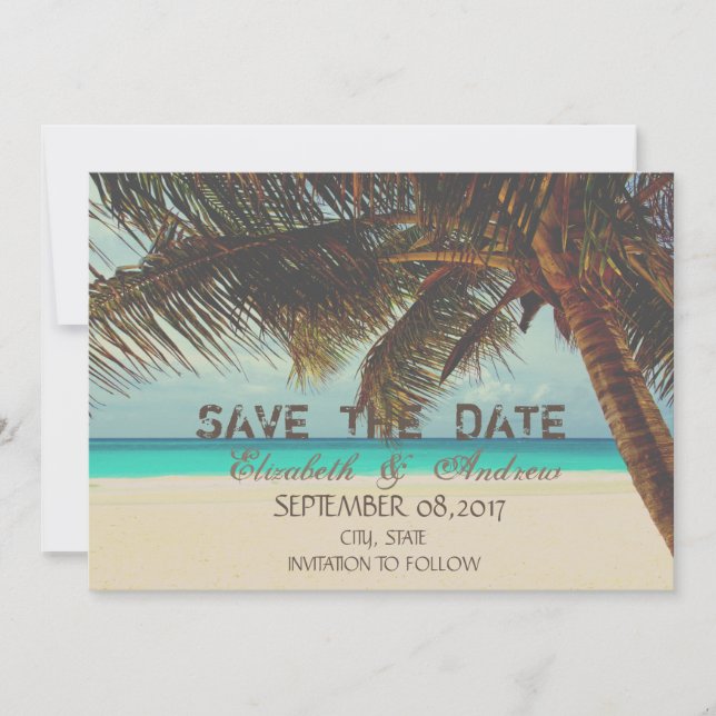Reserve A Data Praia,Tropical,Palm Wedding Salve a data (Frente)
