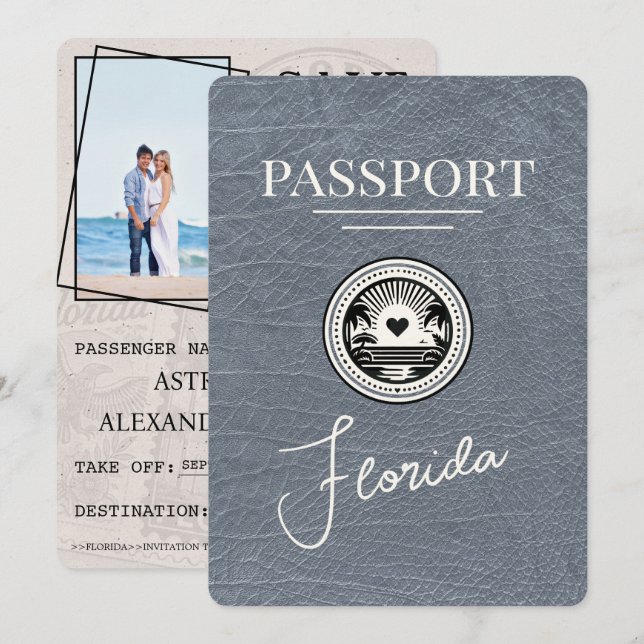 Reserve A Data Prata Florida Passaporte Salvar a Data (Frente/Verso)