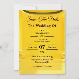 Reserve A Data Prata Manteiga Amarela Moderno Casamento Salve A D
