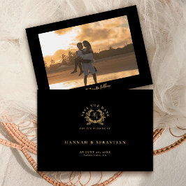 Reserve A Data Prato Botânico Elegante Dourado Monograma