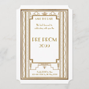 Reserve A Data Pre PromJunior, grande Gatsby, ouro, branco