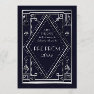 Reserve A Data Pre PromJunior, grande Gatsby, prata, marinho