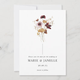 Reserve A Data Pressionado Wildflower Save the Date Card