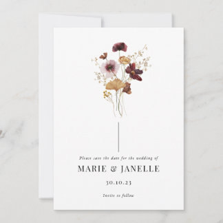 Reserve A Data Pressionado Wildflower Save the Date Card