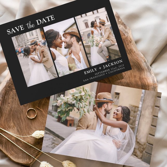 Reserve A Data Preto branco Salve a Data 4 Foto Simples (Criador carregado)