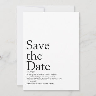 Reserve A Data Preto e branco divertidos Salve a Definição de Dat