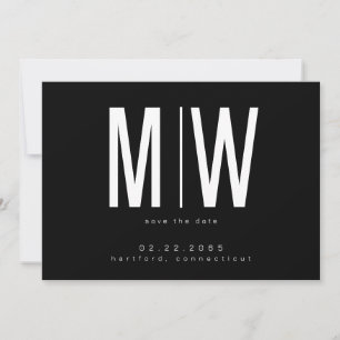 Reserve A Data Preto e Branco Lg. Monograma Wedding Date (Salvar