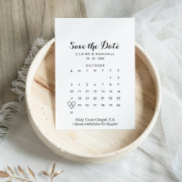 Reserve A Data Preto e branco minimalista Salvar o calendário de 